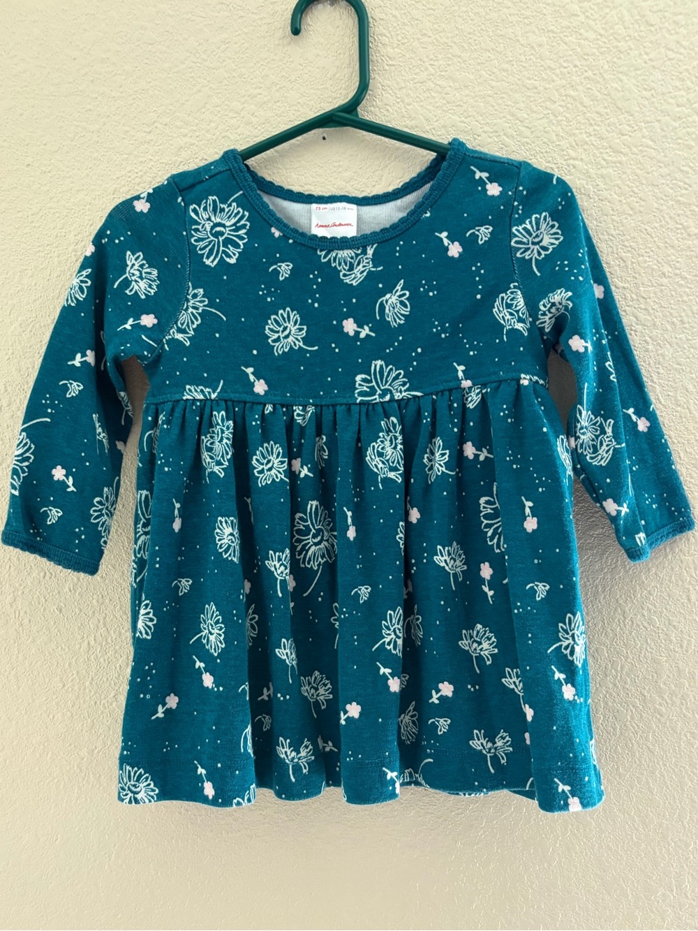 Hanna Andersson Teal Floral Long-Sleeve Dress Top